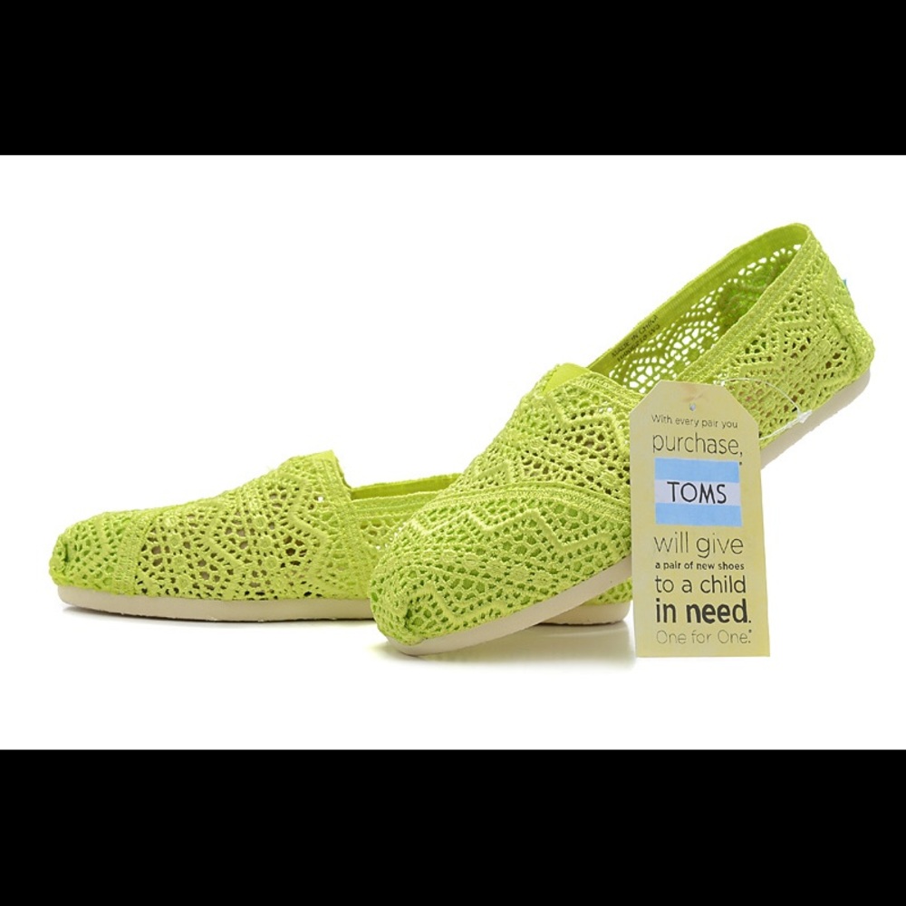 Toms Crochet Classics - Neon Lime Green Size 7